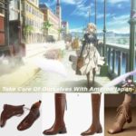 A promotional collage for 'Violet Evergarden' and fashionable boots from Amazon Japan, with the slogan "Take Care Of Ourselves With Amazon Japan.